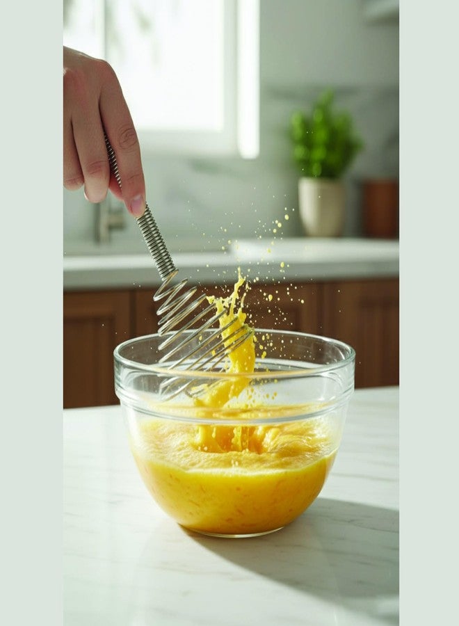 FINALITY Handheld Steel Wire Egg Whisk Hand Egg Mixer Eggbeater Whisking Blender Stirring Beater Milk Cream Frother Flour Stirrer for Family Restaurant Kitchen (Pack of 1) - Image 2